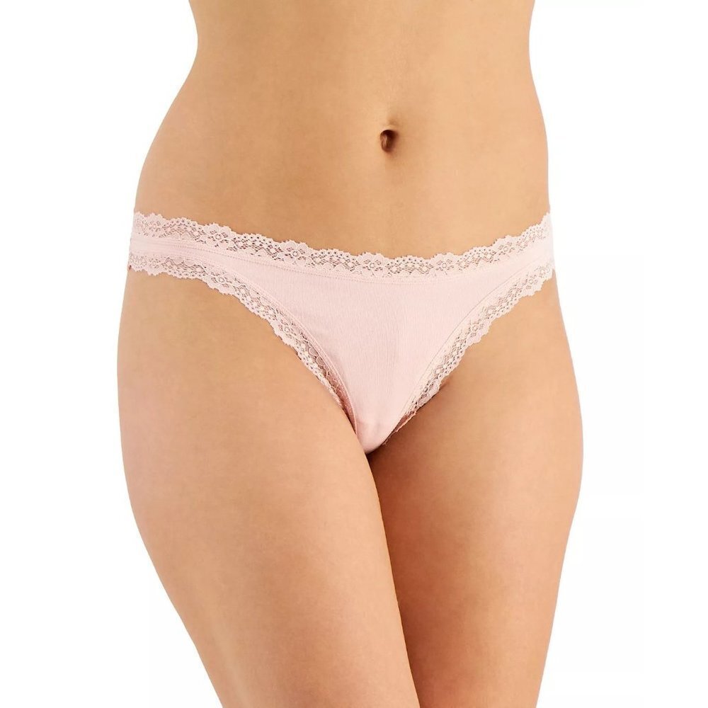 Jenni‎ by Jennifer Moore Womens Size XXXL Lace-Trim Thong Panty Peachskin 253